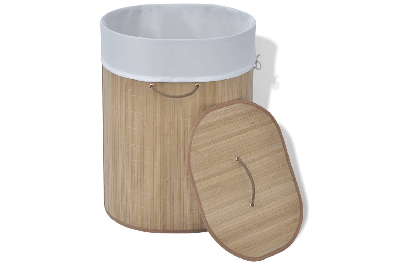Vidaxl 242727 Bamboo Laundry Bin Oval Natural-2