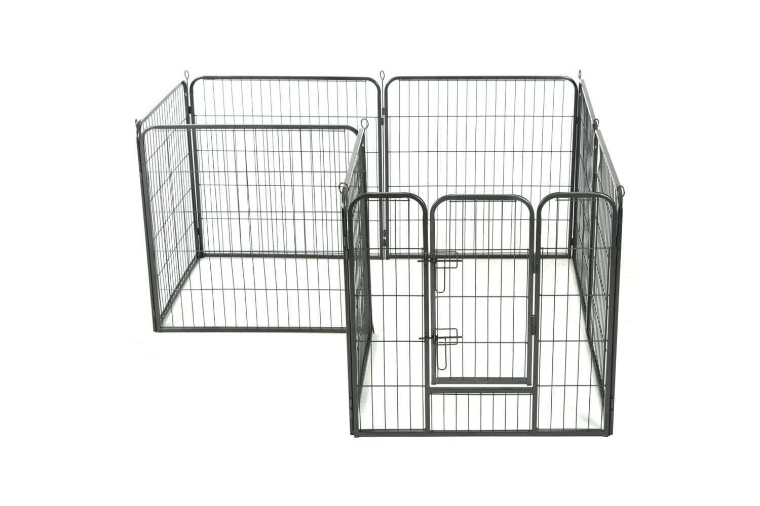 vidaXL 170571 Dog Playpen 8 Panels Steel 80x80cm Black-3