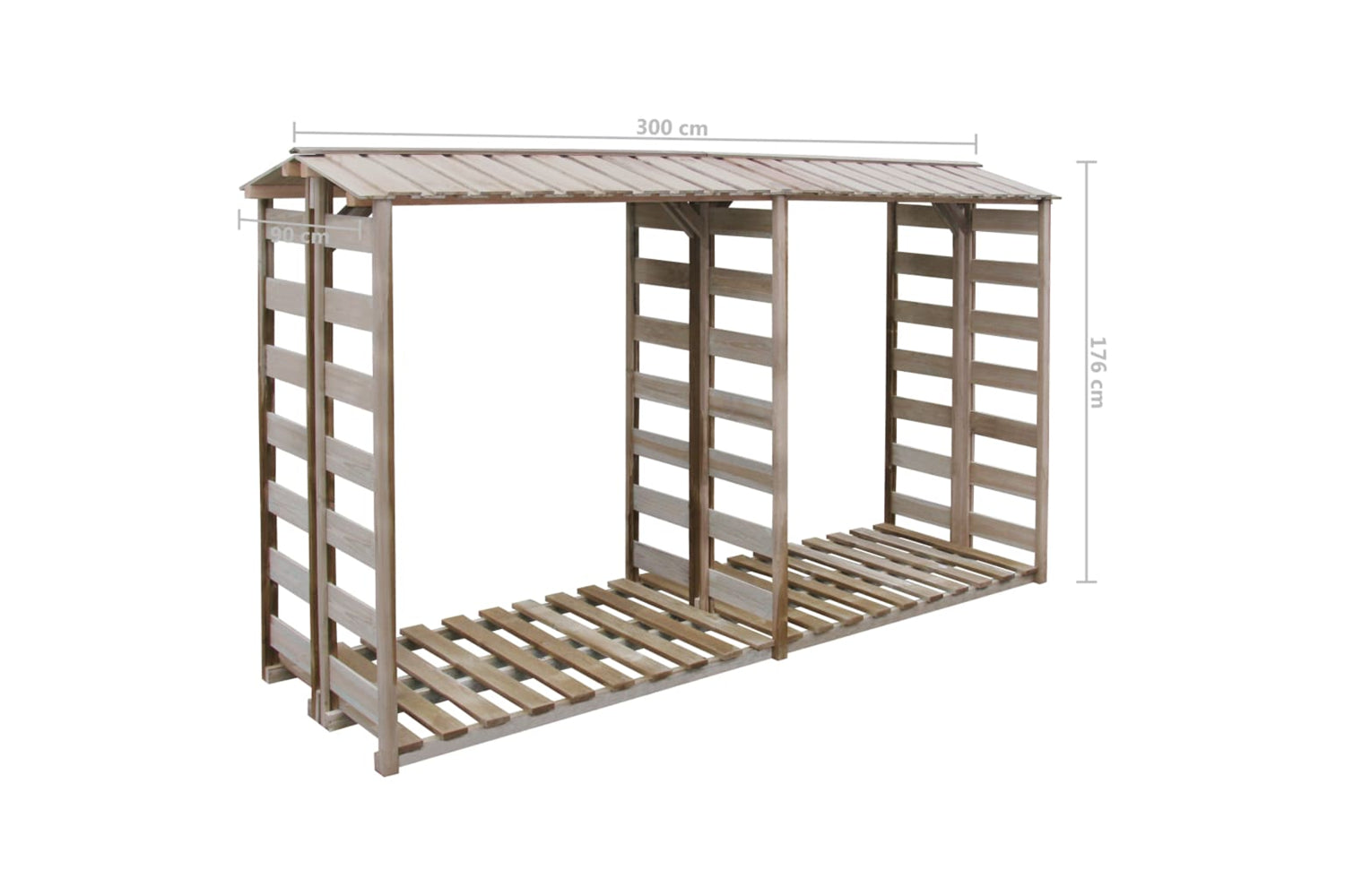 vidaXL 43330 Firewood Storage Shed 300x90x176cm Impregnated Pinewood-3