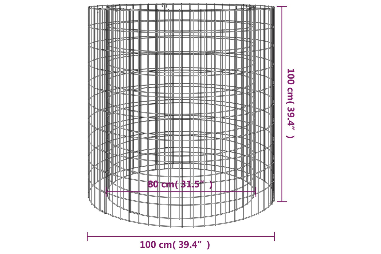vidaXL 153561 Gabion Fire Pit ÃƒÂƒÃ‚Â˜ 100cm Galvanised Iron-4