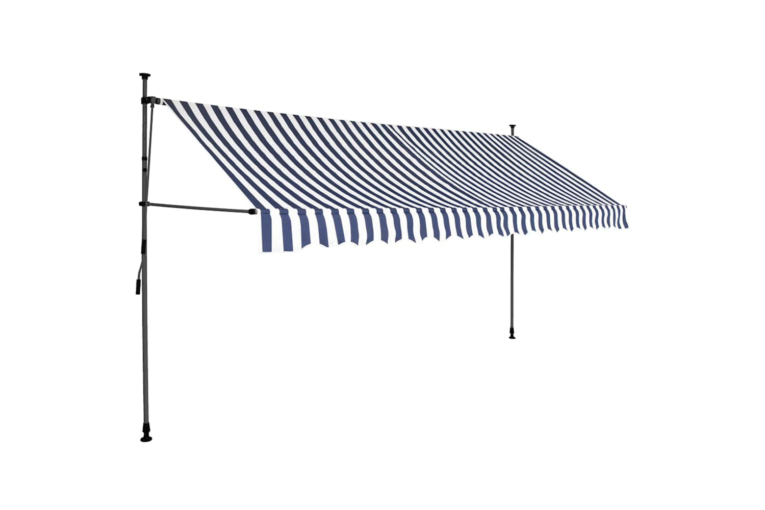 vidaXL 145847 Manual Retractable Awning With Led 400cm Blue And White-2