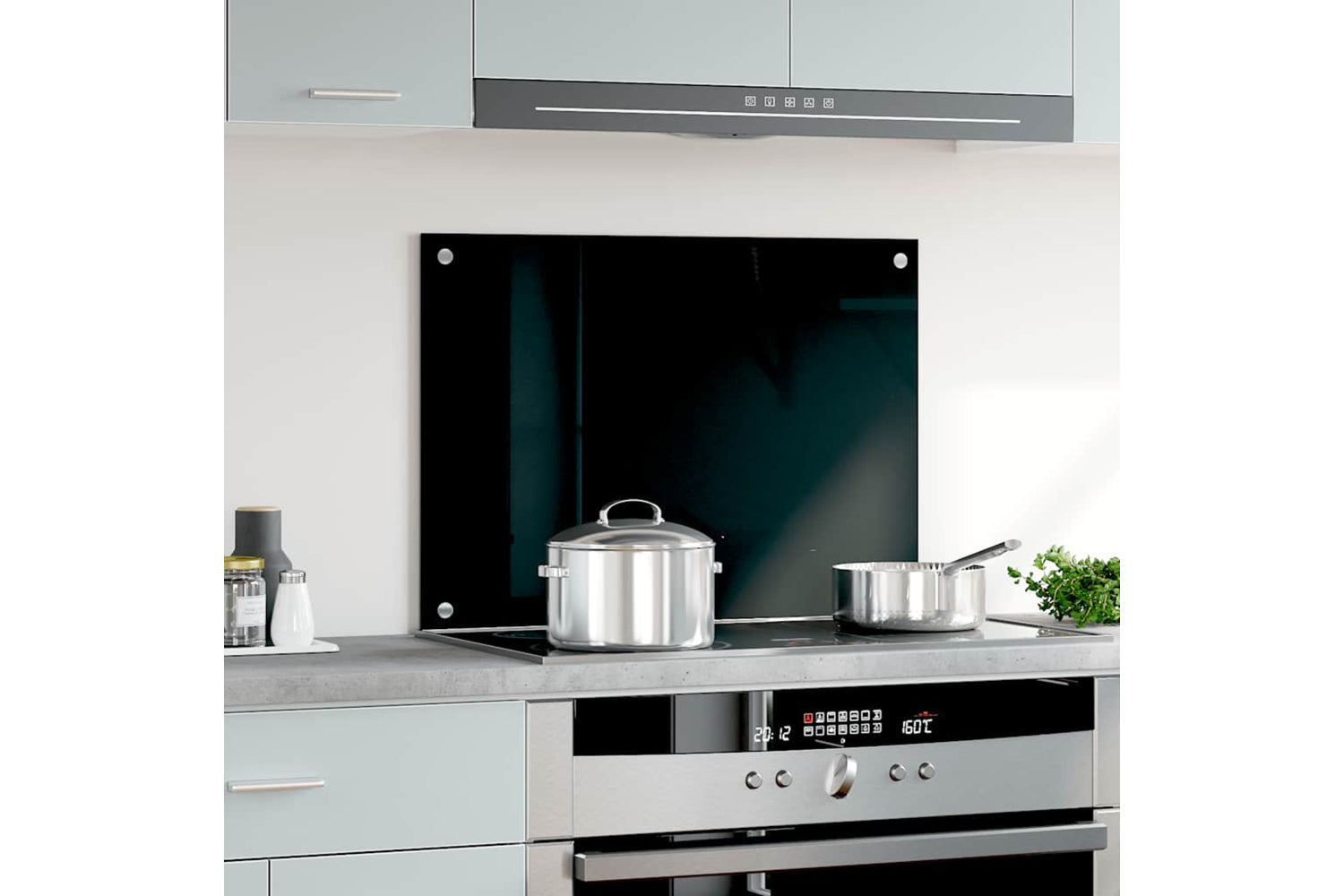 Vidaxl Kitchen Backsplash Black 70 X 50 Cm Tempered Glass-2