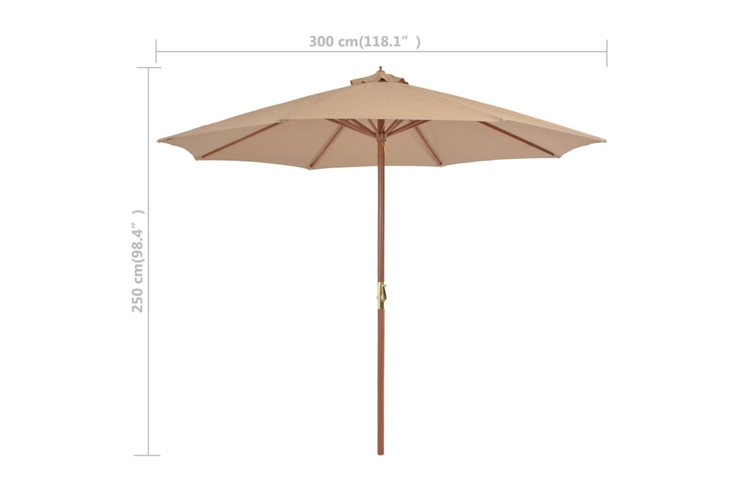 vidaXL 44496 Outdoor Parasol With Wooden Pole 300cm Taupe-7