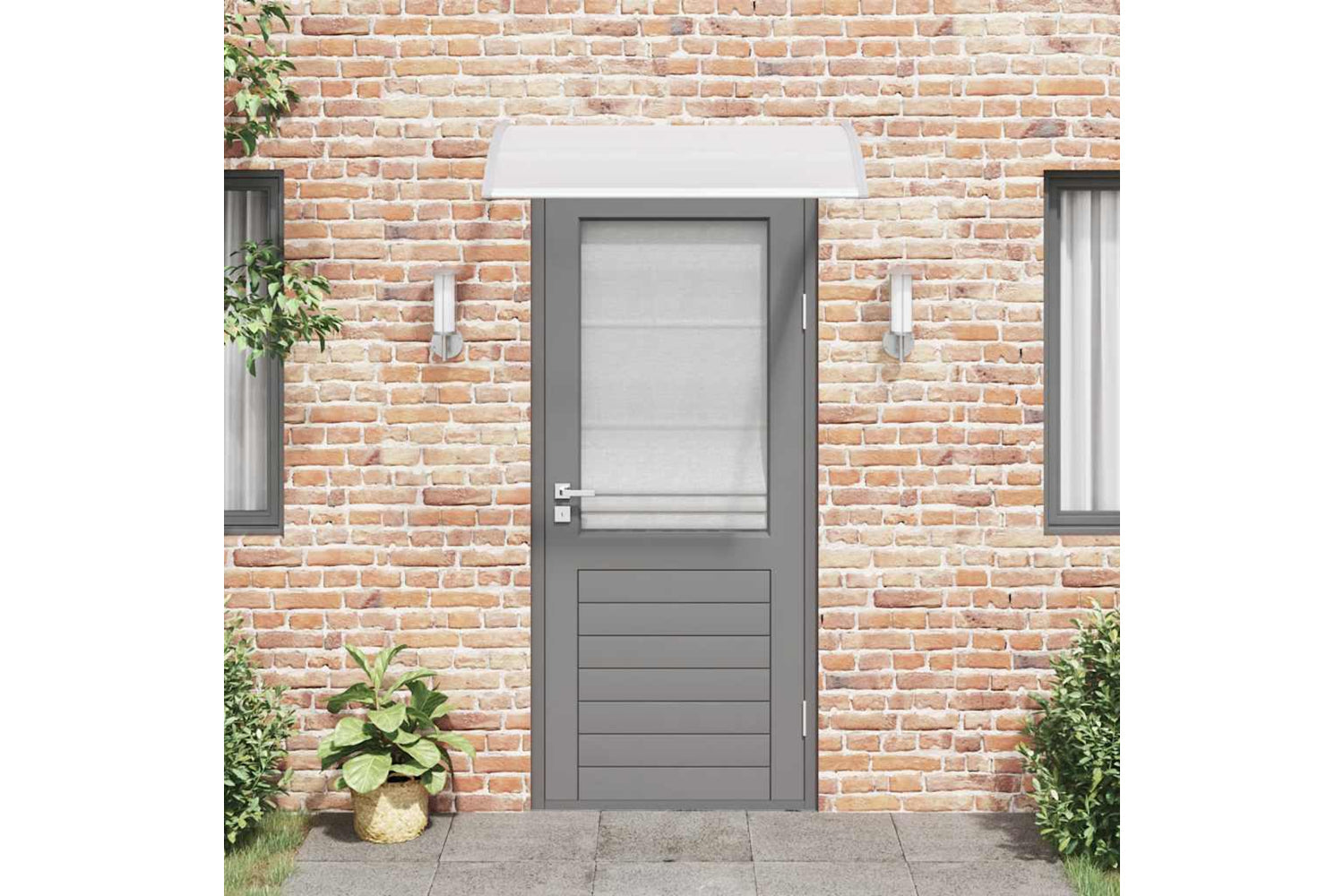 vidaXL 144818 Door Canopy Grey And Transparent 120x80cm Pc-2