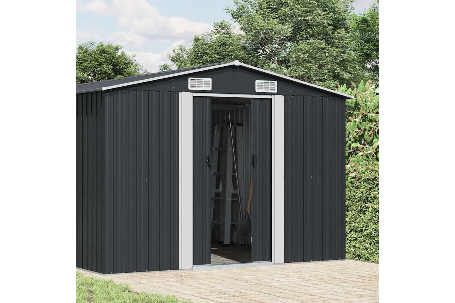 vidaXL 47034 Garden Shed Anthracite 257x779x181cm Galvanised Steel-2