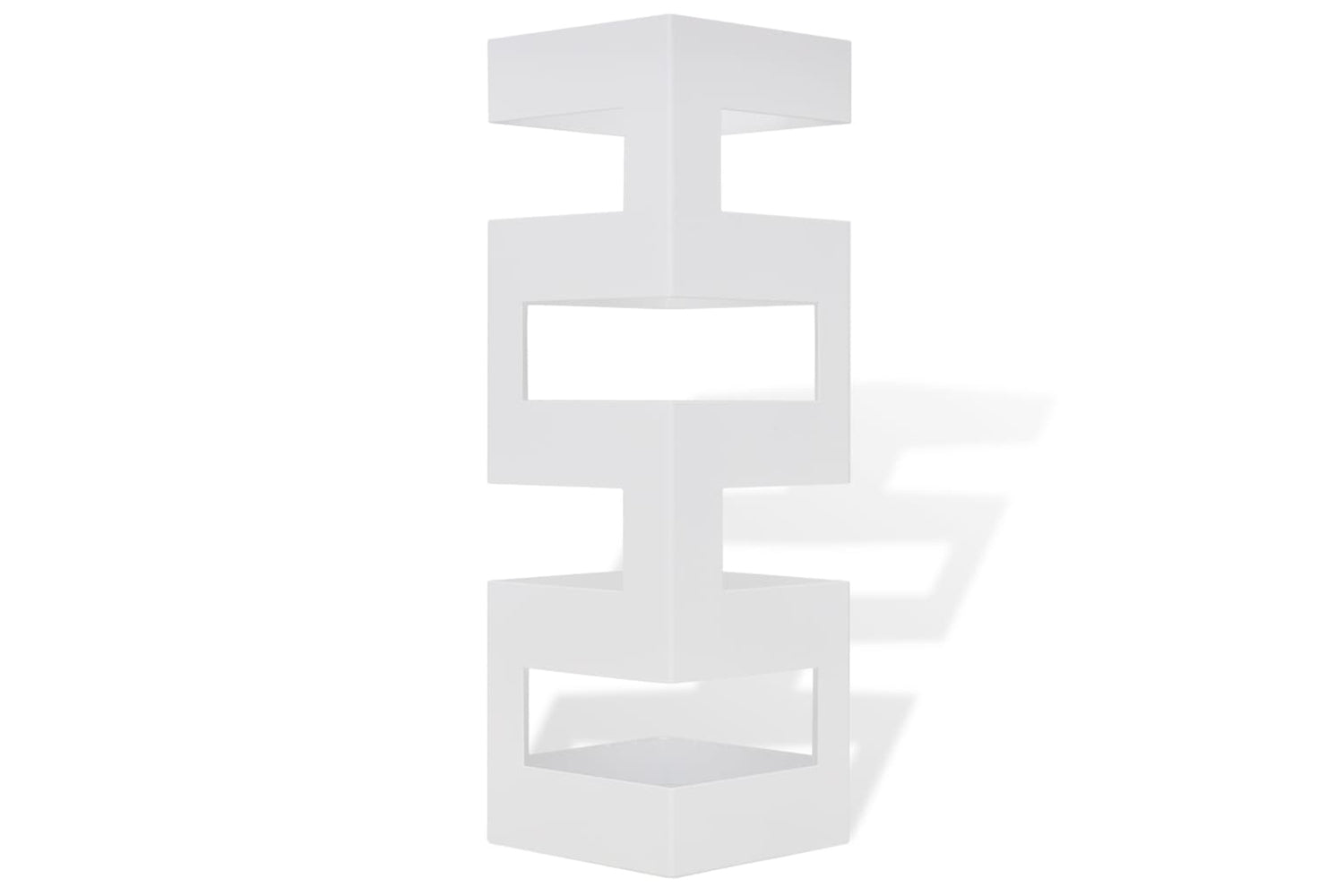 vidaXL 242470 White Square Umbrella Stand Storage Holder Walking Stick Steel 48.5cm-2