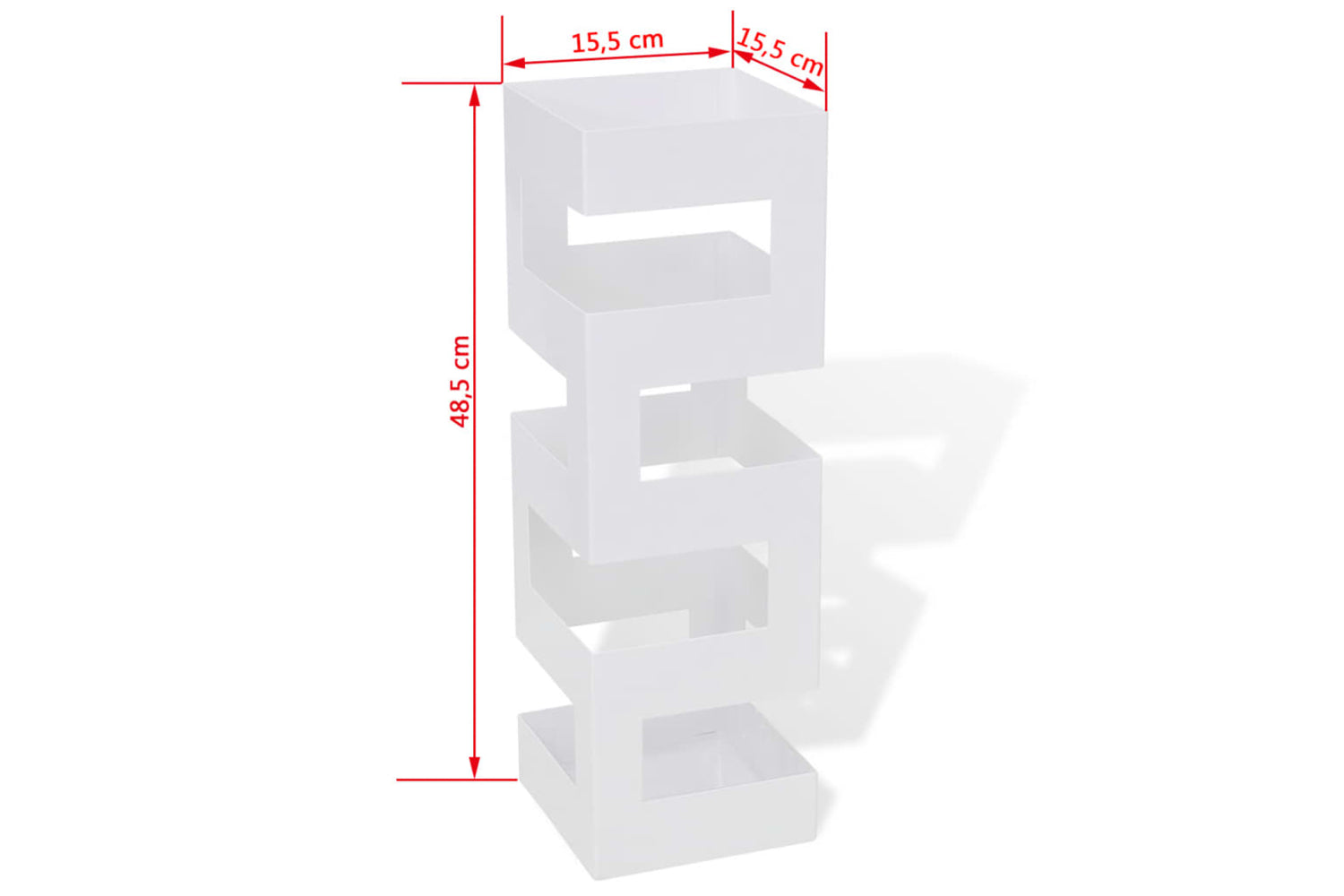 vidaXL 242470 White Square Umbrella Stand Storage Holder Walking Stick Steel 48.5cm-5