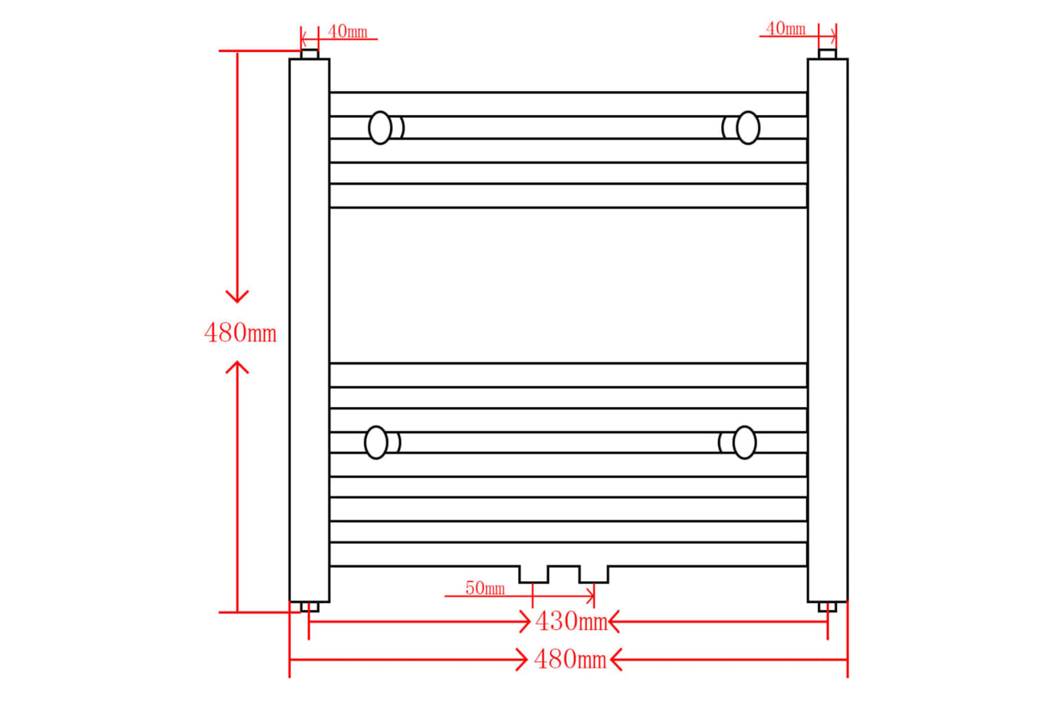 Vidaxl 141904 Black Bathroom Central Heating Towel Rail Radiator Straight 480x480mm-9