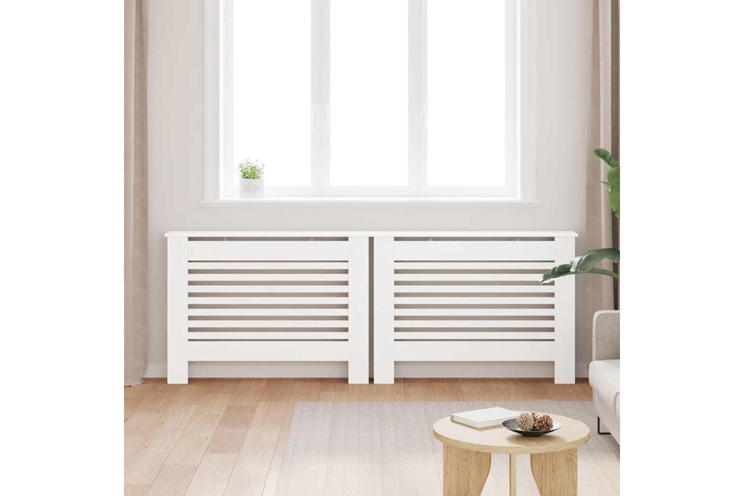 vidaXL 3051374 Radiator Covers 2 Pcs White 112x19x81.5cm Mdf-2