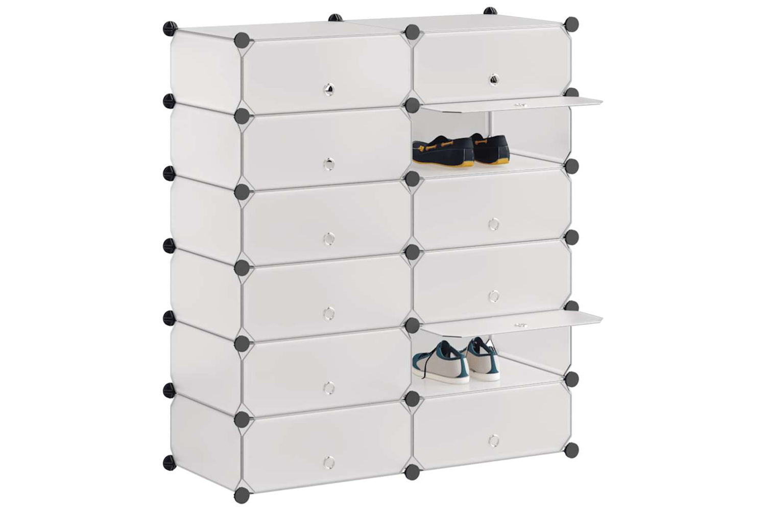 Vidaxl 244921 Interlocking Shoe Organiser With 12 Compartments White-2