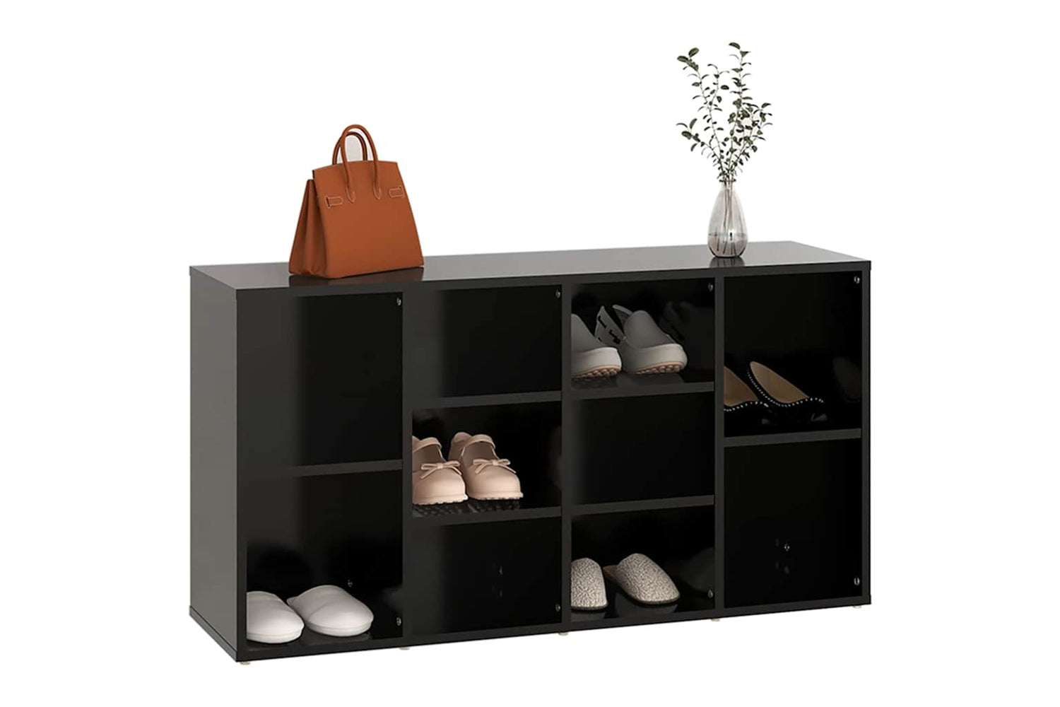 vidaXL 803291 Shoe Bench Black 103x30x54.5cm Engineered Wood-3
