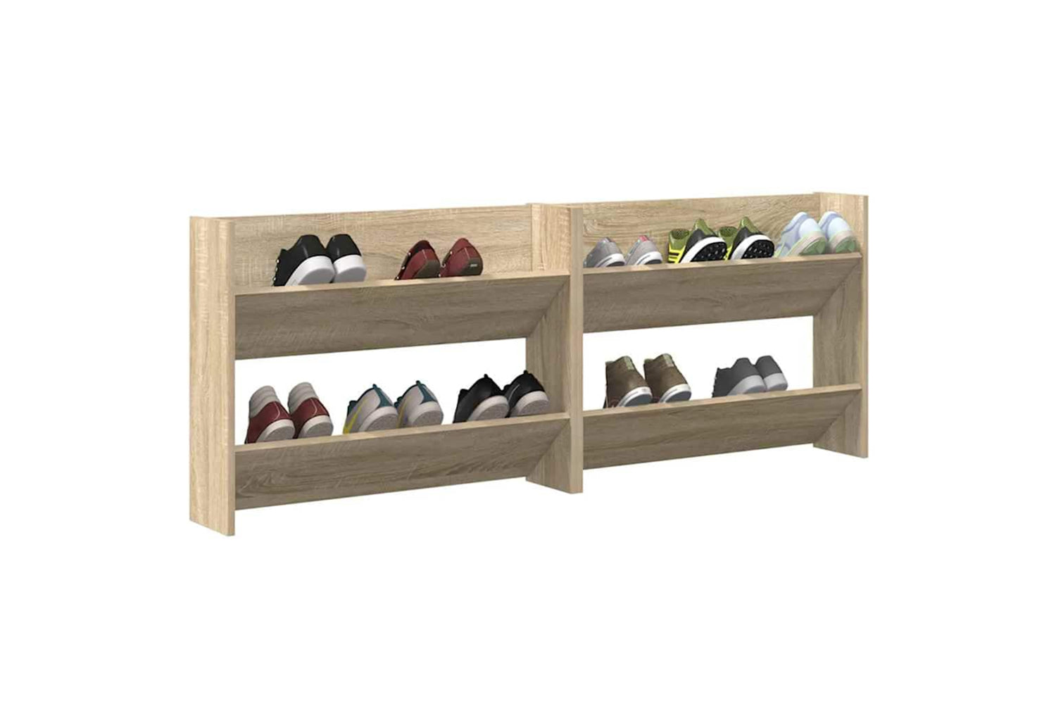 Vidaxl 806748 Wall Shoe Cabinets 2 Pcs Sonoma Oak 80x18x60cm Engineered Wood-3