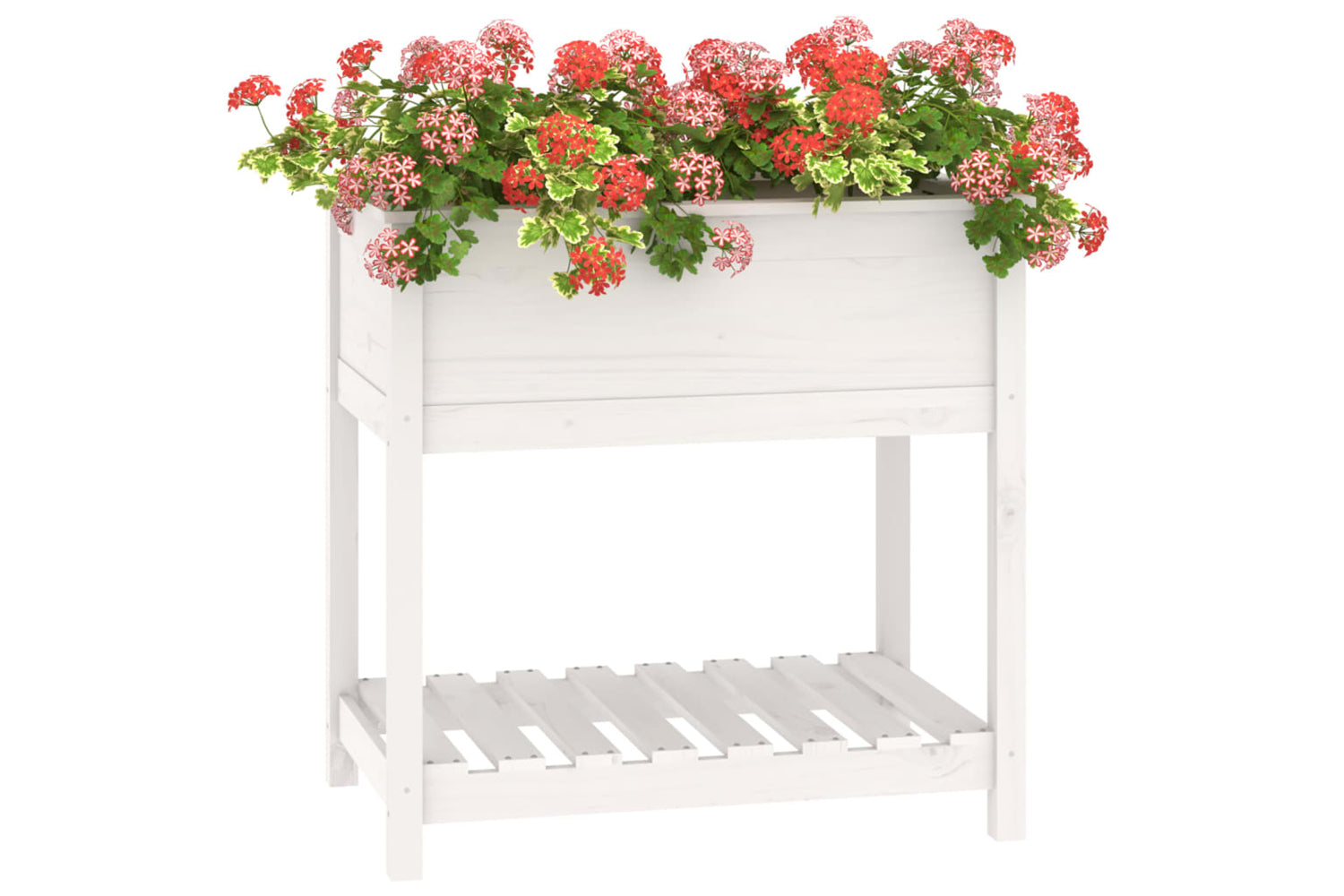 vidaXL 823781 Planter With Shelf White 82.5x54x81cm Solid Wood Pine-3