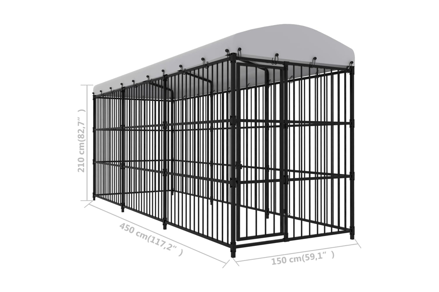 vidaXL 170893 Outdoor Dog Kennel With Roof 450x150x210cm-5