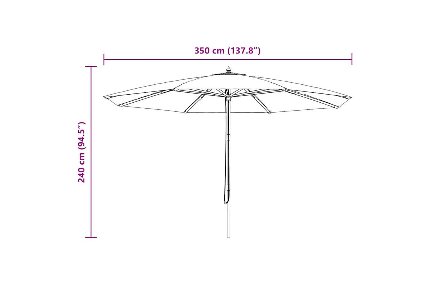 vidaXL 44527 Outdoor Parasol With Wooden Pole 350cm Sand White-4
