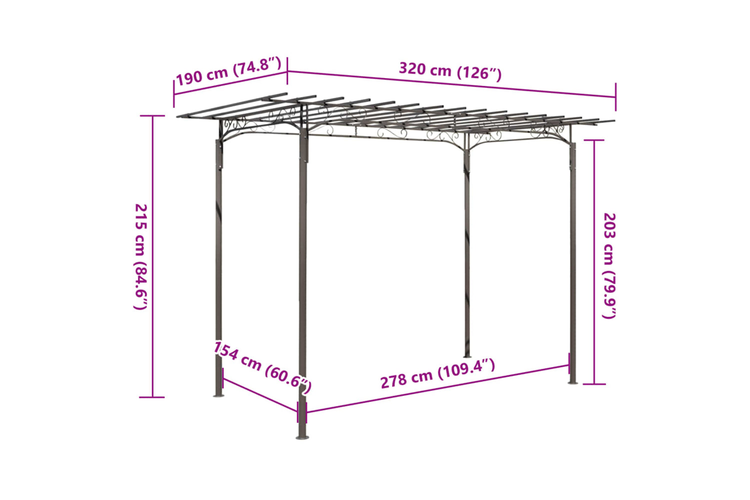Vidaxl Rose Arch Garden Arbor Steel Garden Decoration-4