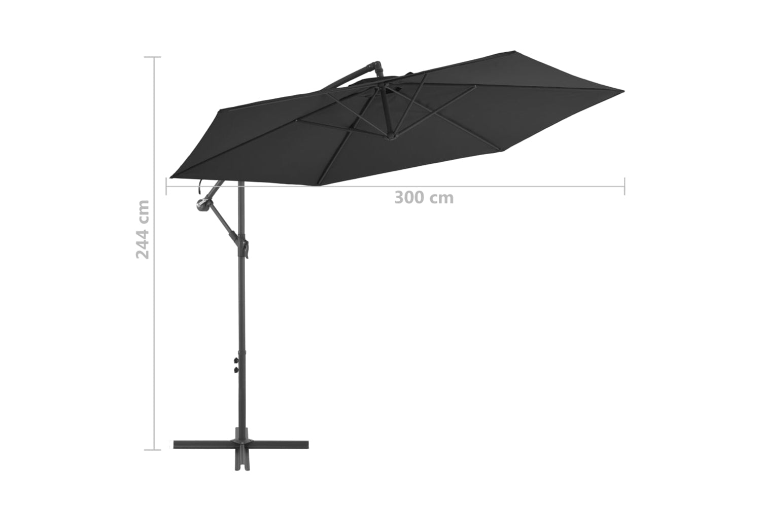 vidaXL 47132 Cantilever Umbrella With Aluminium Pole 300cm Black-8