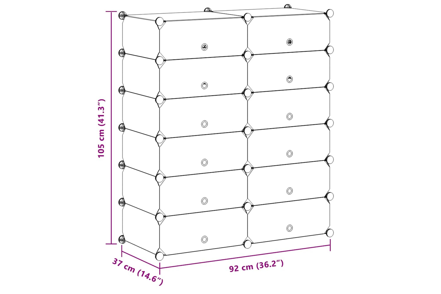 Vidaxl 244921 Interlocking Shoe Organiser With 12 Compartments White-8