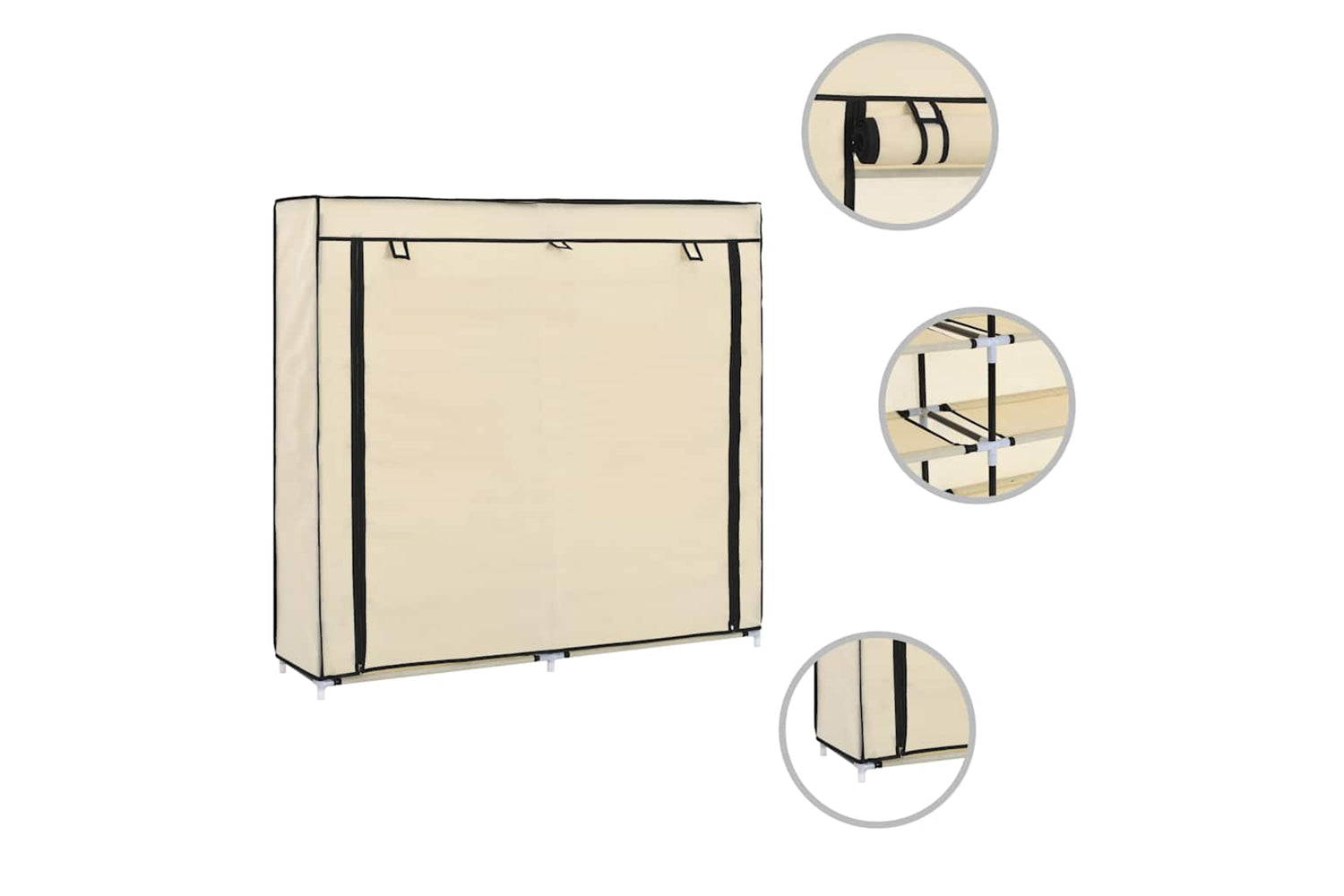 vidaXL 282433 Shoe Cabinet With Cover Cream 115x28x110cm Fabric-6