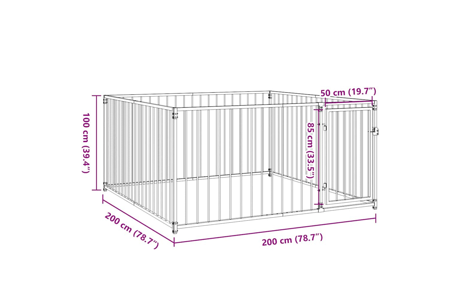 vidaXL 144489 Outdoor Dog Kennel 200x200x100cm-6