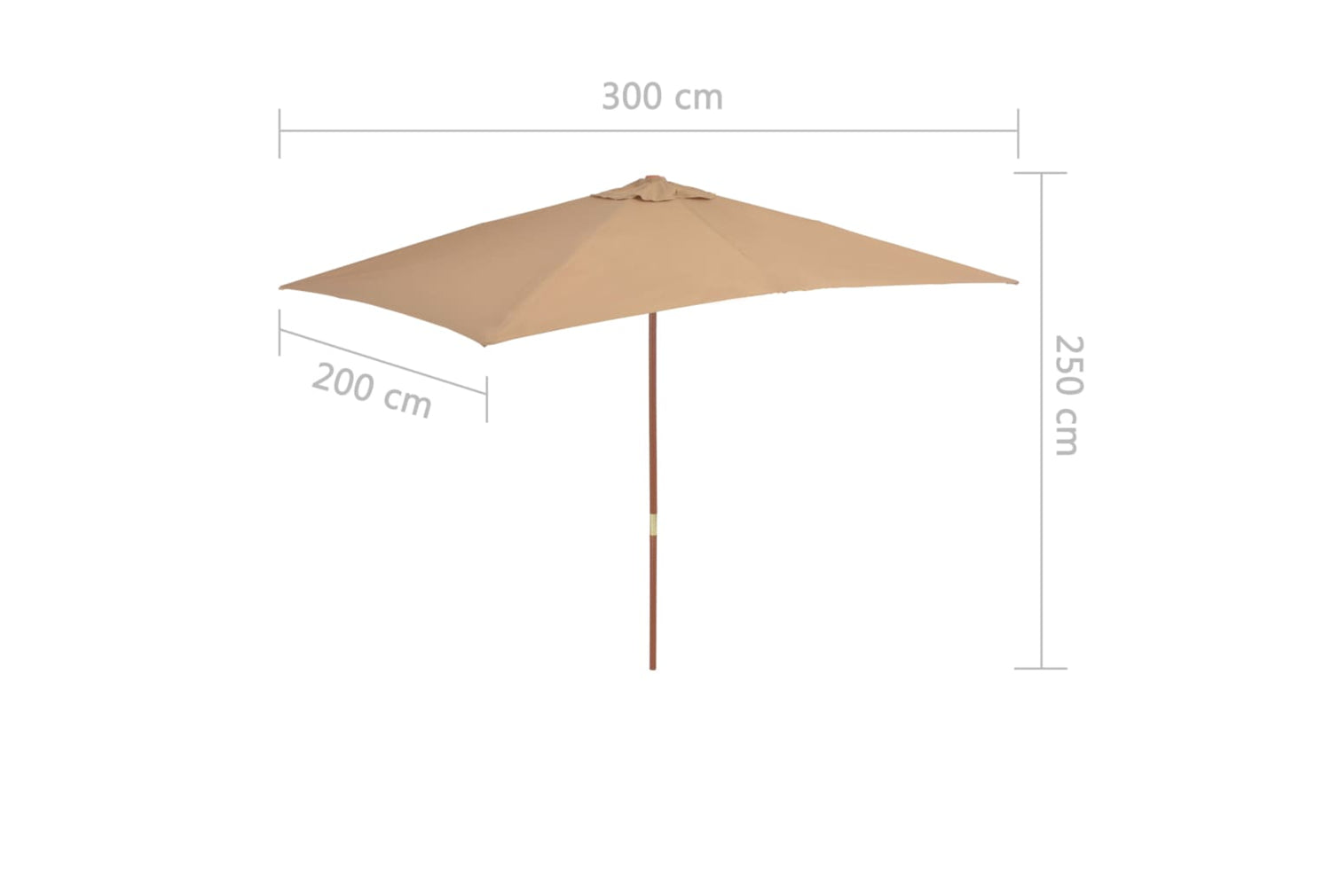 vidaXL 44514 Outdoor Parasol With Wooden Pole 200x300cm Taupe-7