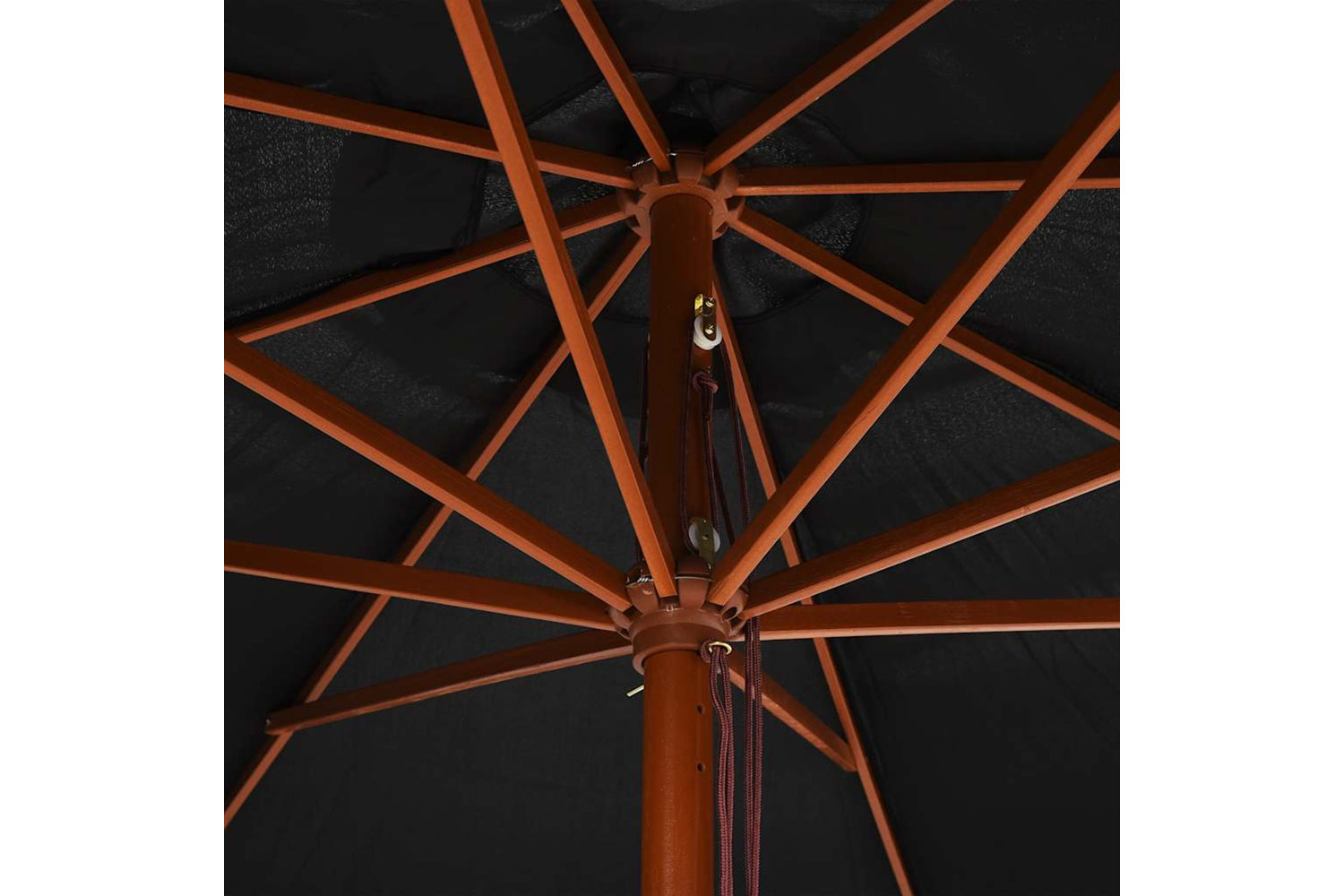 vidaXL 47138 Outdoor Parasol With Wooden Pole 350cm Black-6