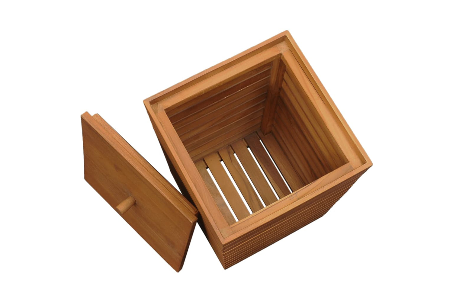 vidaXL 289074 Laundry Basket 30x30x45cm Solid Teak Wood-5