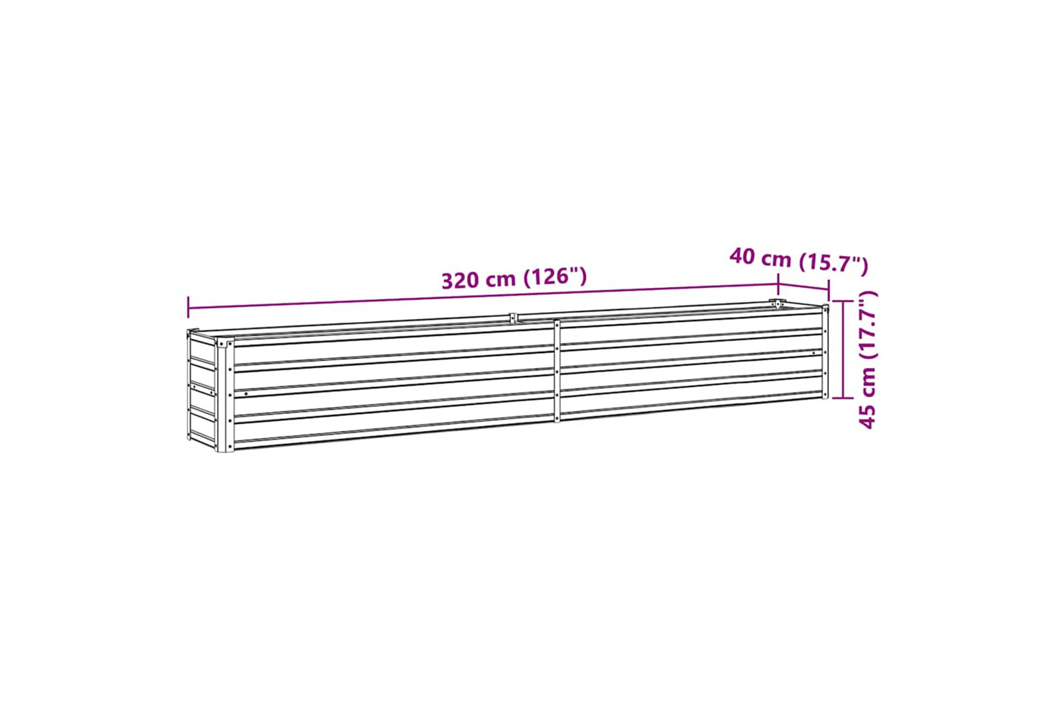 vidaXL 47054 Garden Raised Bed Galvanised Steel 320x40x45cm Brown-7