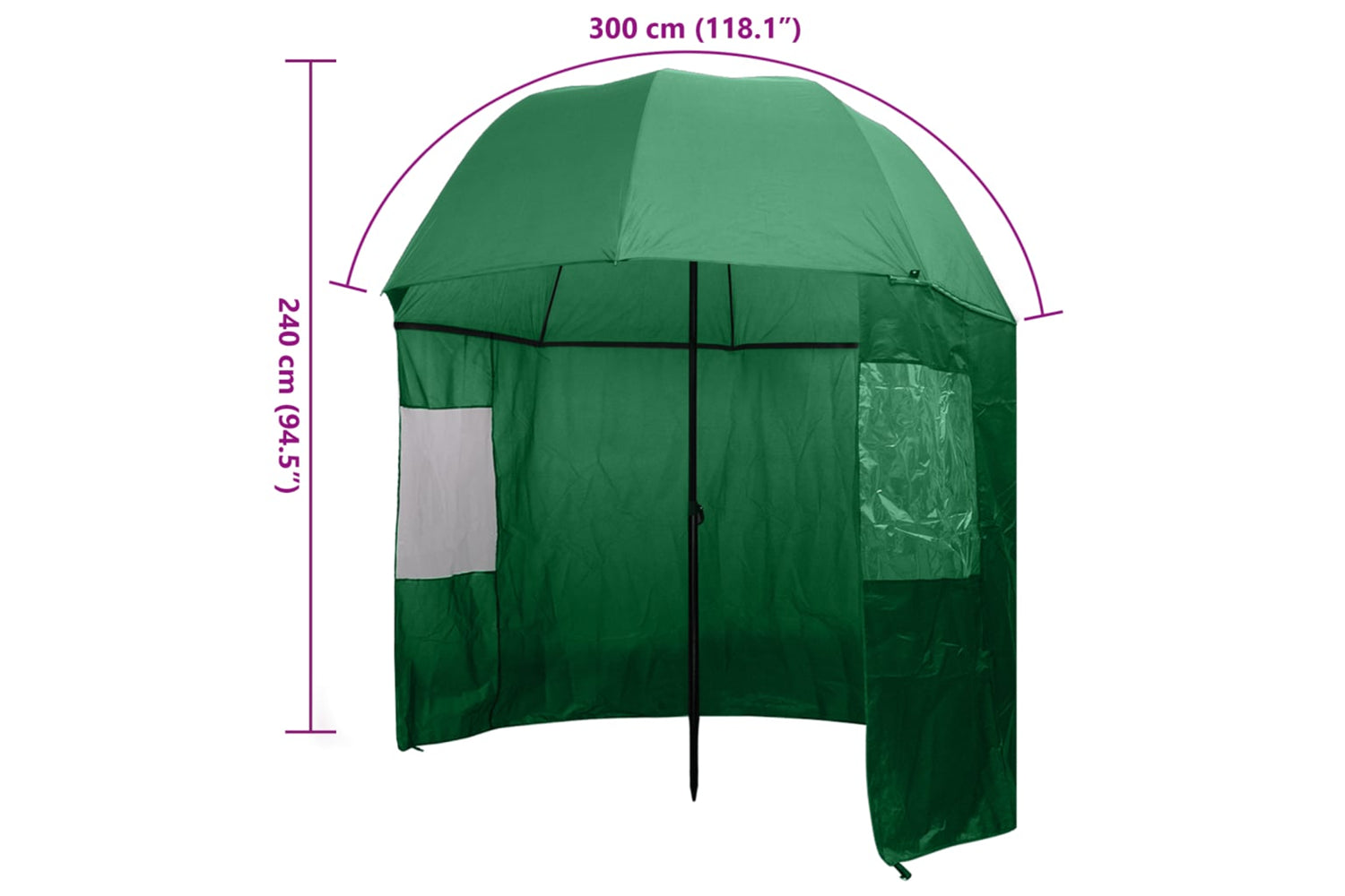 Vidaxl 91028 Fishing Umbrella Green 300x240 Cm-8