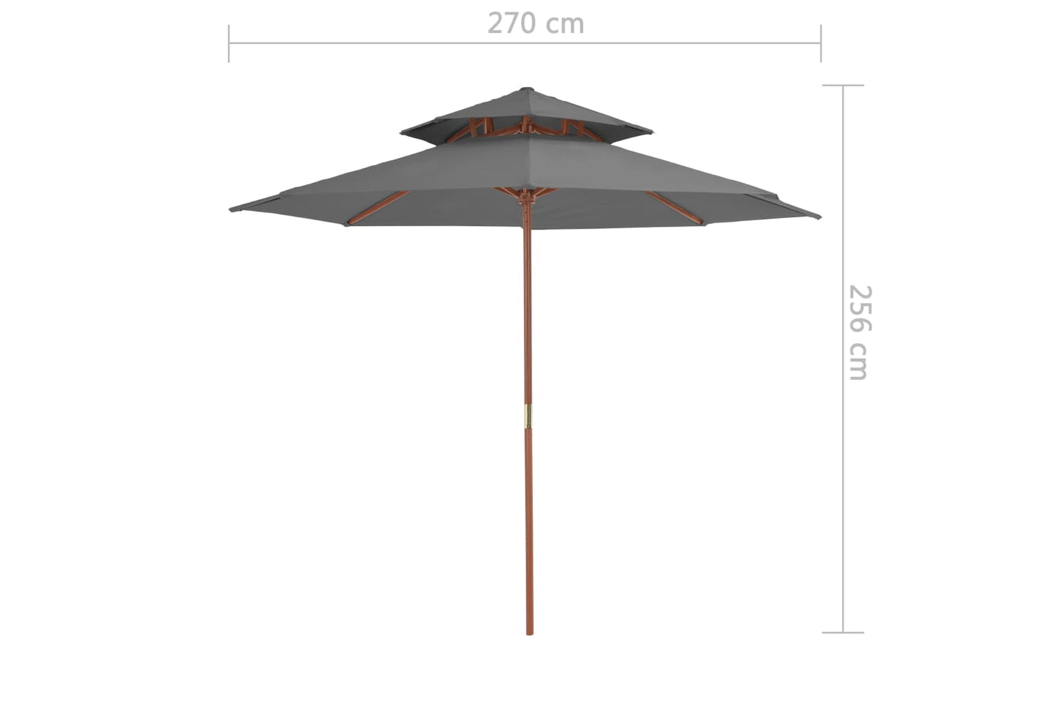vidaXL 44519 Double Decker Parasol With Wooden Pole 270cm Anthracite-7