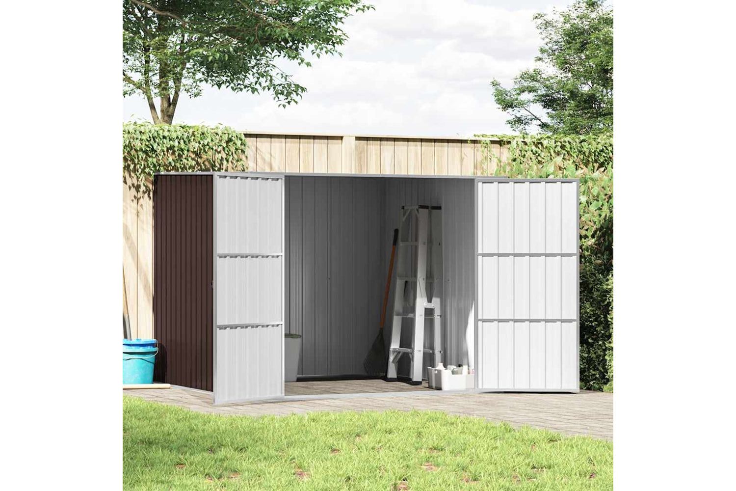 vidaXL 46256 Garden Shed Brown 195x198x159cm Galvanised Steel-2