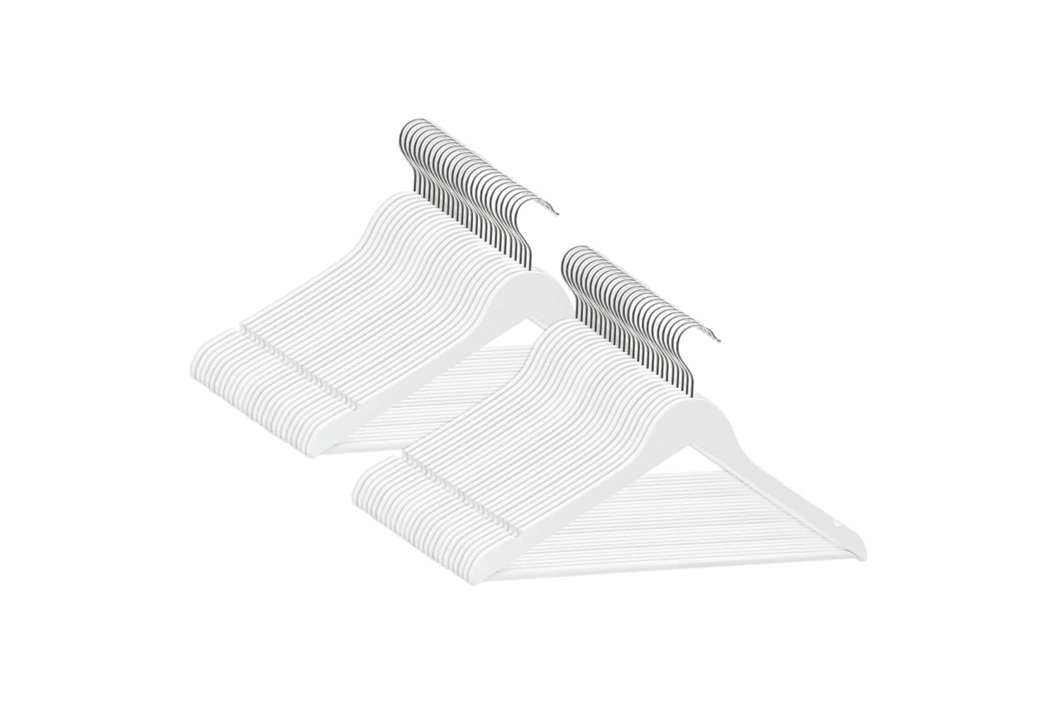 vidaXL 289915 50 Pcs Clothes Hanger Set Non-slip White Hardwood-2