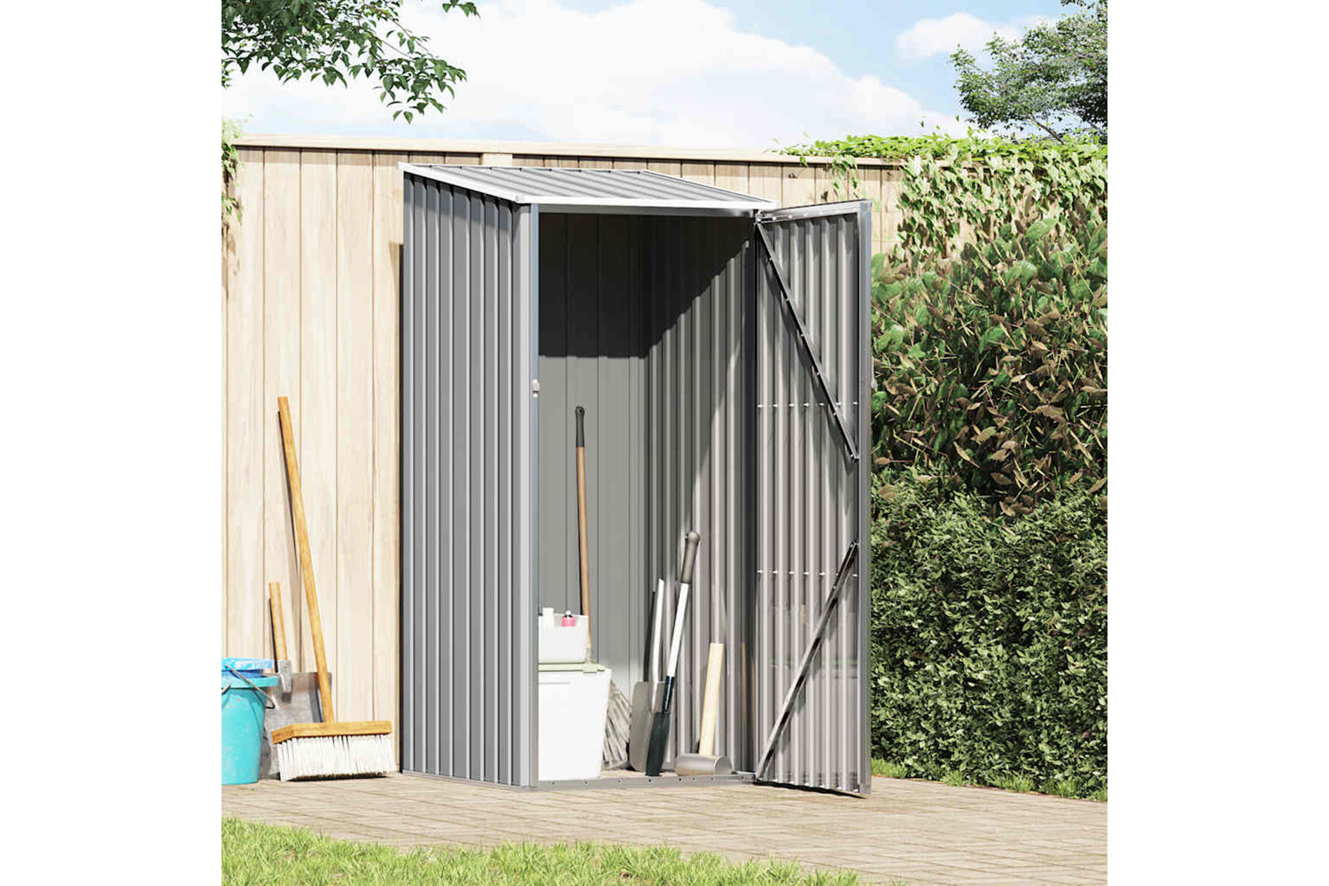 vidaXL 46290 Garden Shed Grey 87x98x159cm Galvanised Steel-2
