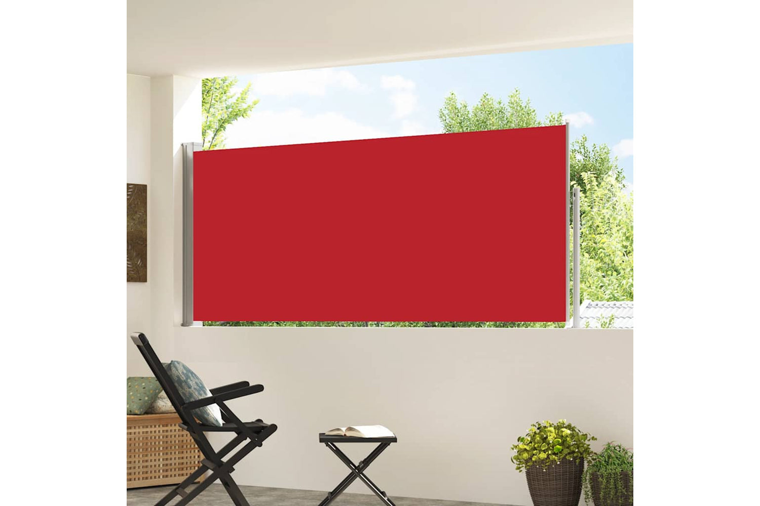 vidaXL 45362 Retractable Side Awning 120 X 300cm Red-2