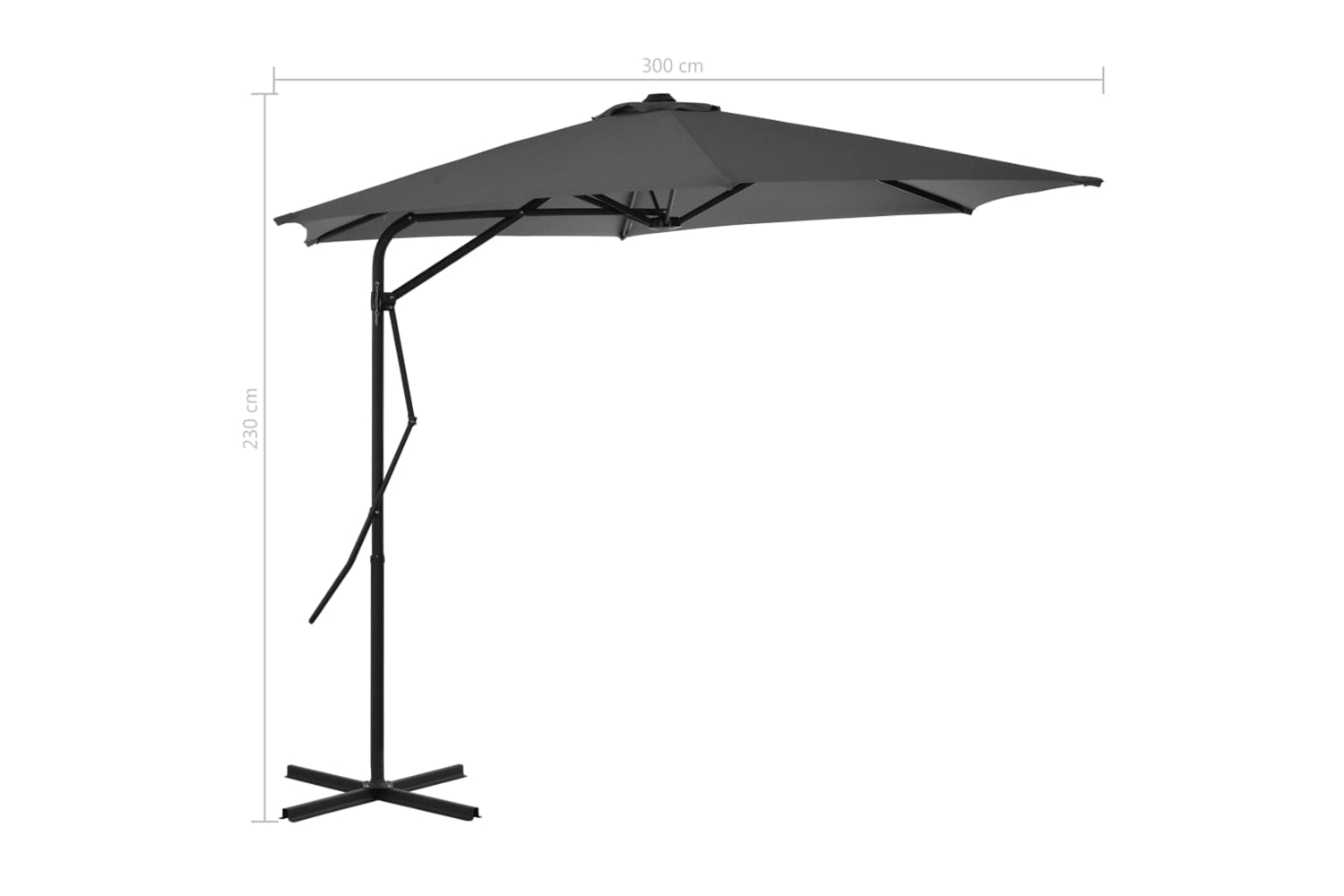 vidaXL 44887 Outdoor Parasol With Steel Pole 300cm Anthracite-7