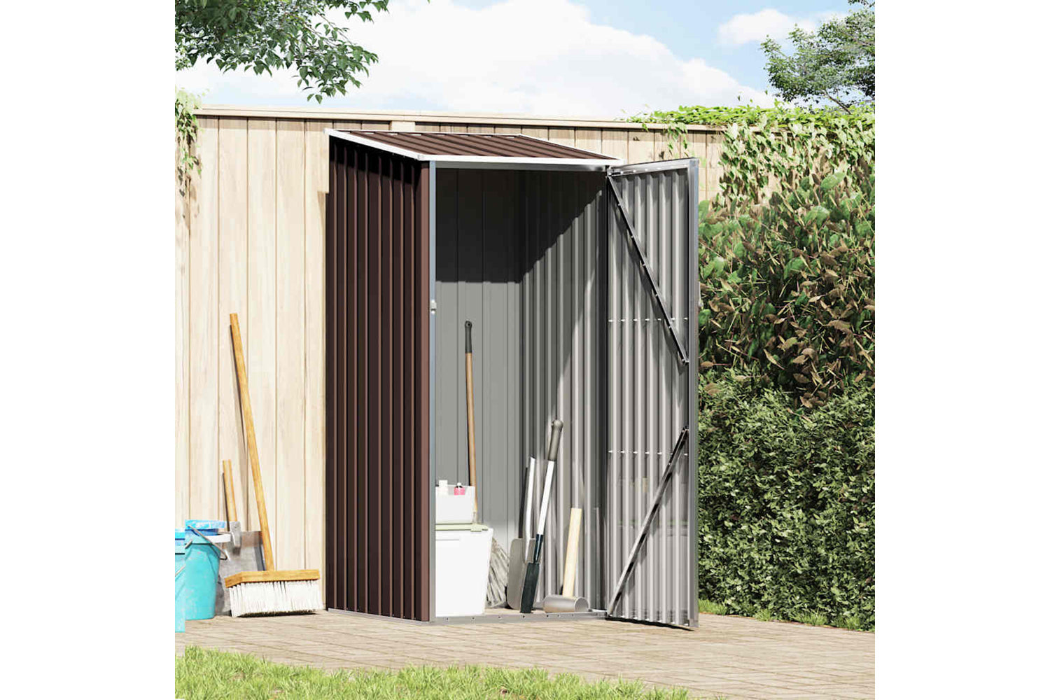 vidaXL 46292 Garden Shed Brown 87x98x159cm Galvanised Steel-2