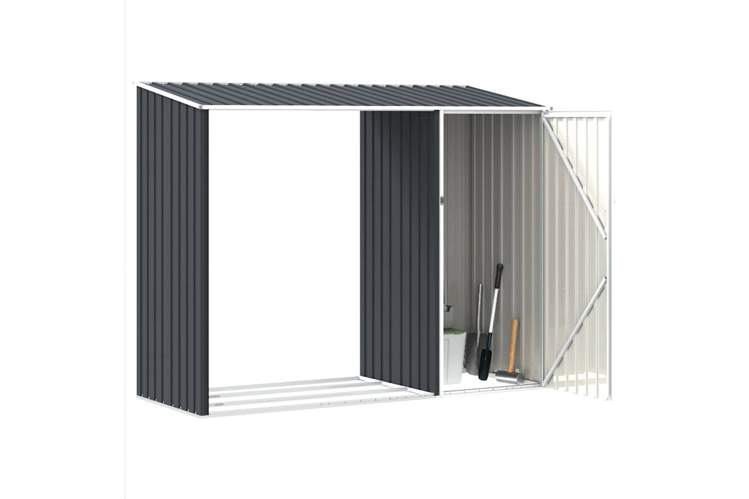 vidaXL 46295 Garden Firewood Shed Anthracite 245x98x159cm Galvanised Steel-4