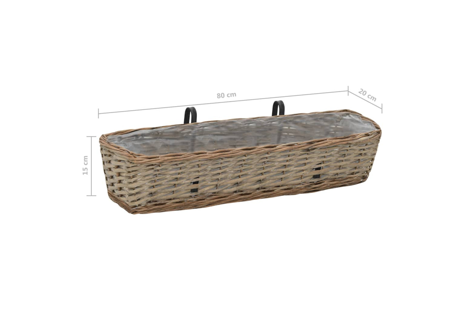 vidaXL 287642 Balcony Planter 2 Pcs Wicker With Pe Lining 80cm-6
