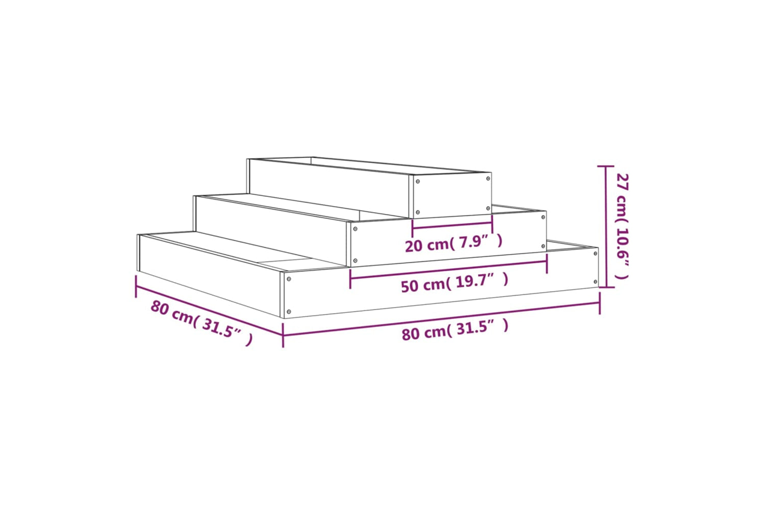 vidaXL 823897 Planter 80x80x27cm Solid Wood Douglas-6