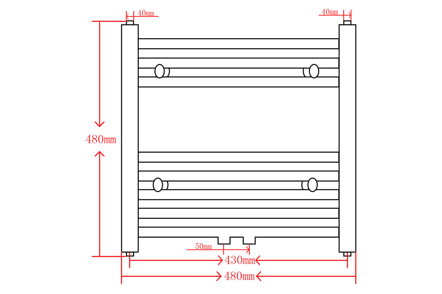 Vidaxl 141912 Black Bathroom Central Heating Towel Rail Radiator Curve 480x480mm-9