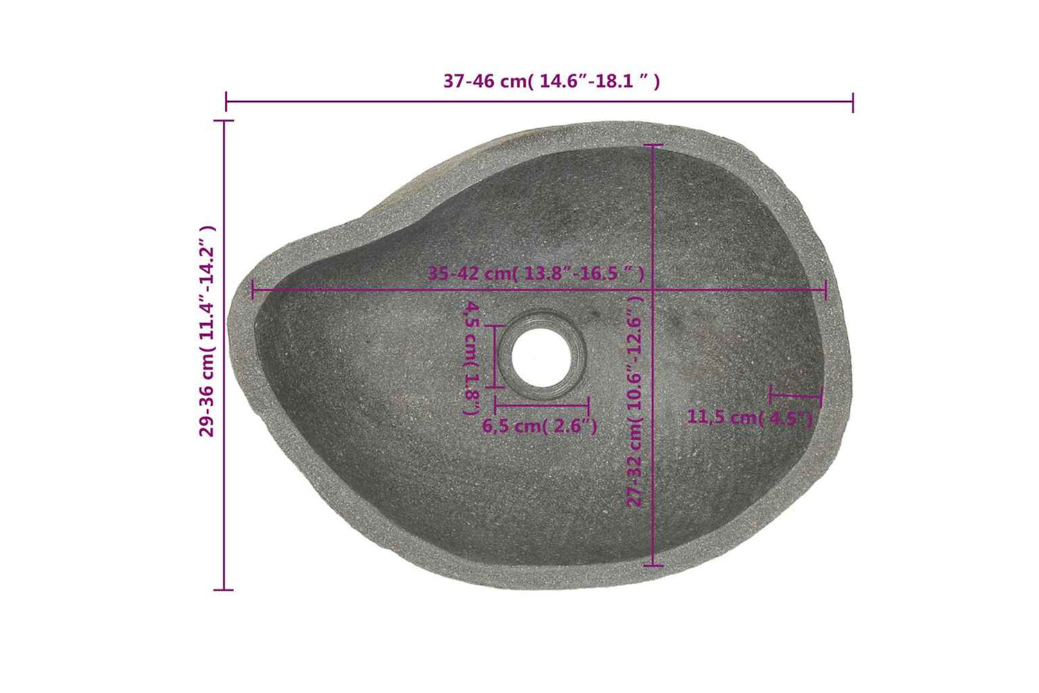 Vidaxl Basin River Stone Oval (37-46)x(29-36) Cm-8