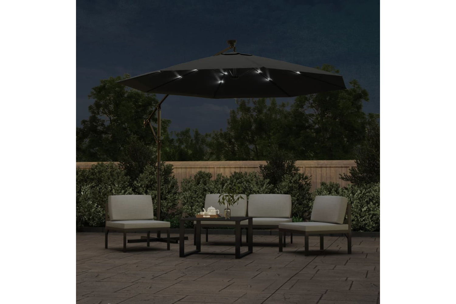 Vidaxl 44521 Cantilever Umbrella Led Lights And Steel Pole 300cm Anthracite-2