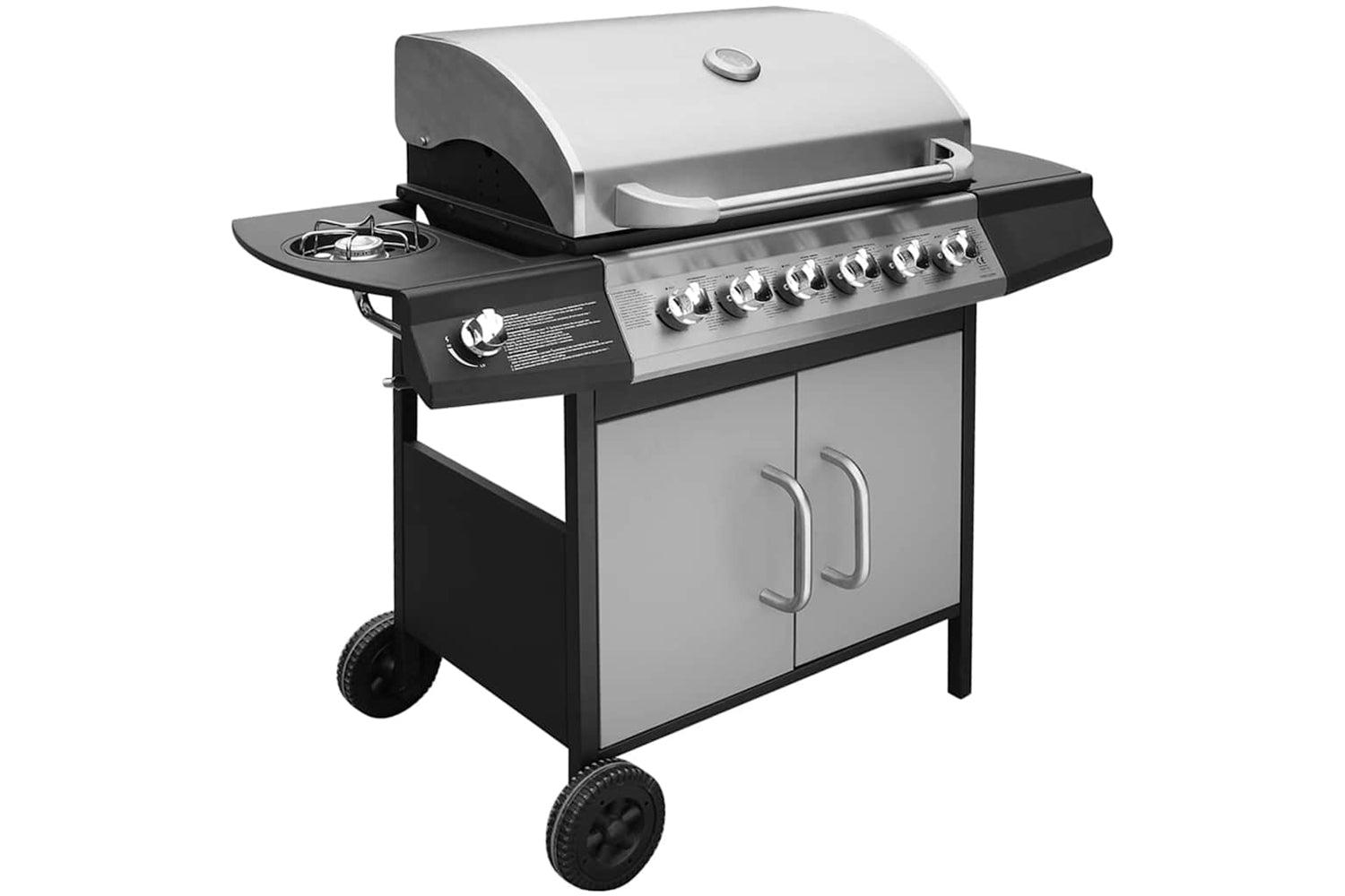 Vidaxl 273793 Gas Barbecue Grill 6+1 Cooking Zone Black And Silver-3