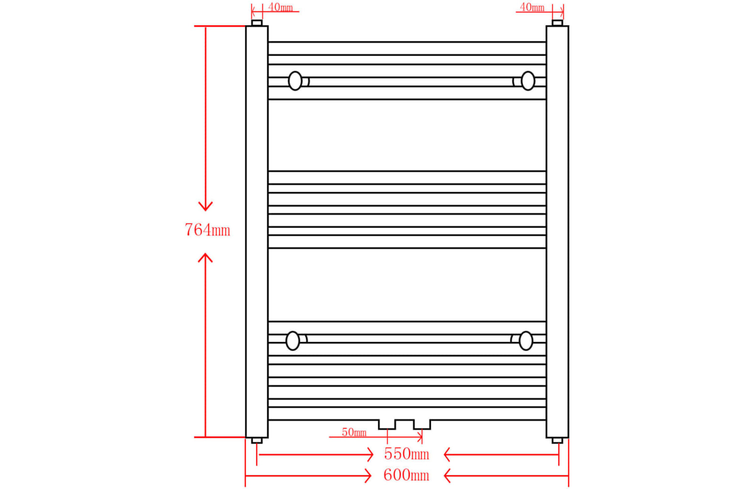 vidaXL 141906 Bathroom Heating Towel Rail Radiator Straight 600x764mm Black-9