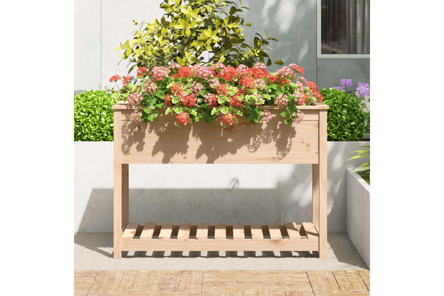 vidaXL 823787 Planter With Shelf 111.5x54x81cm Solid Wood Pine-2