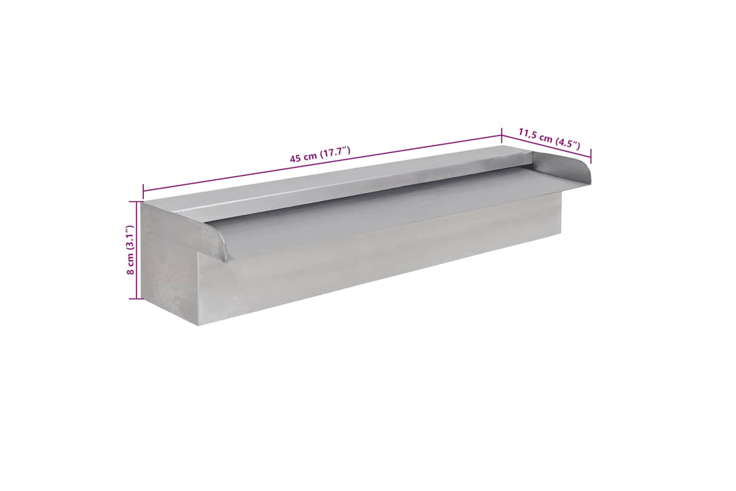 vidaXL 41666 Rectangular Waterfall Pool Fountain Stainless Steel 45cm-6