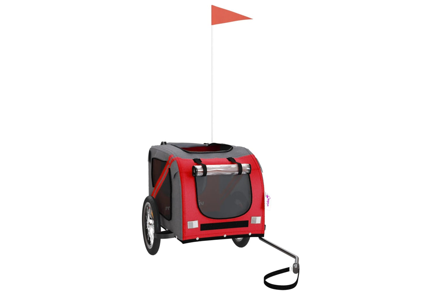 Vidaxl 93873 Pet Bike Trailer Red And Grey Oxford Fabric And Iron-2
