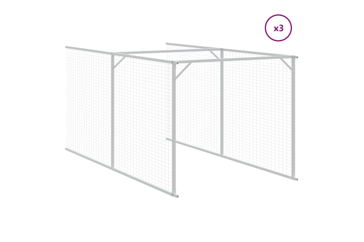 vidaXL 3189066 Dog House With Roof Light Grey 117x813x123cm Galvanised Steel-6