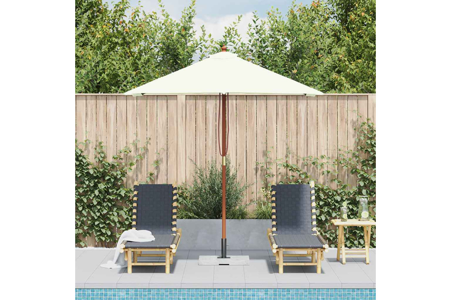 vidaXL 44533 Outdoor Parasol With Wooden Pole 150x200cm Sand-2