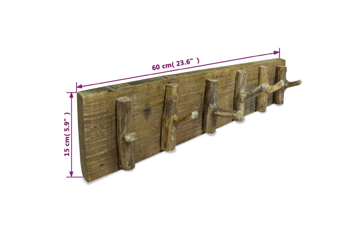 vidaXL 244501 Coat Rack Solid Reclaimed Wood 60x15cm-3